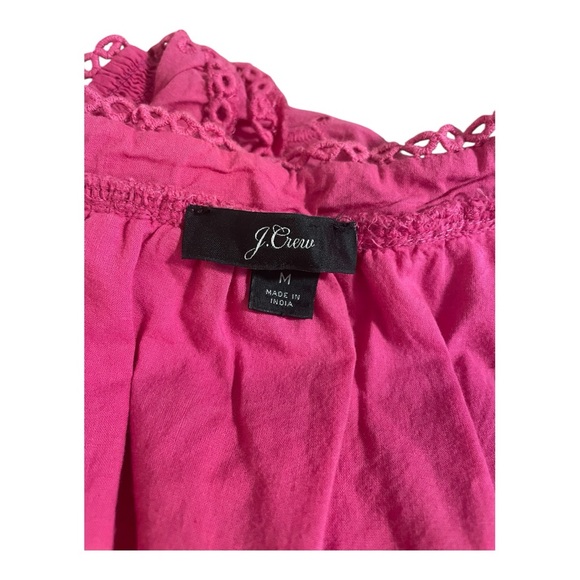 J. Crew Hot Pink Ruched Ruffled Bib Collar Blouse - Picture 5 of 8